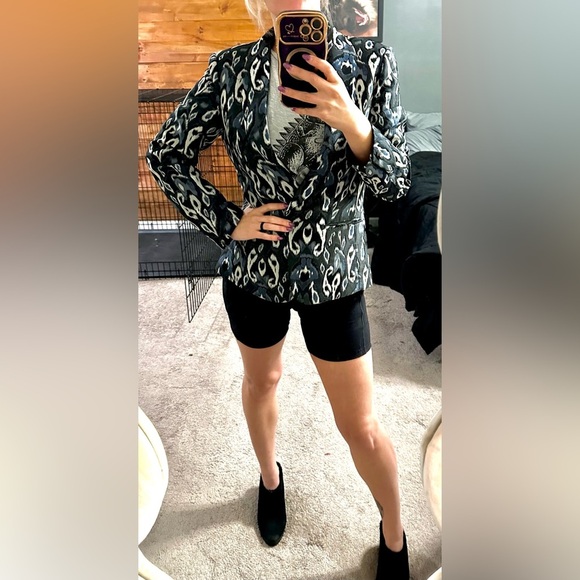 Rag & Bone Vibrant Blue & White Ikat Blazer Size 10 - Picture 9 of 9